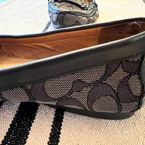 Coach Olive Black Gray Signature Logo Print Canvas Leather Loafer Size 7B - Picture 9 of 15